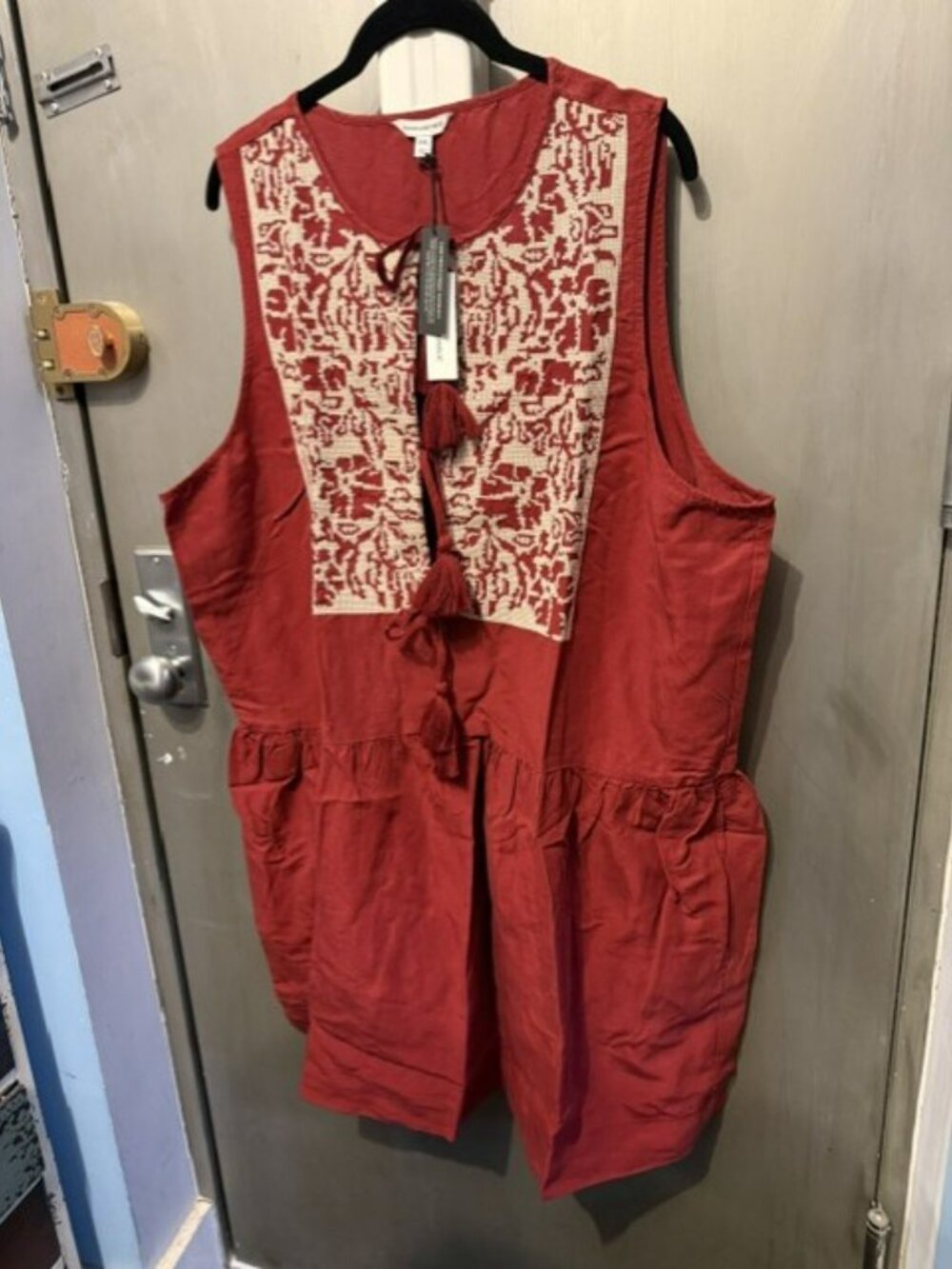 Retro Embroidered Tencel & Linen Mini Dress - Picture 10 of 16